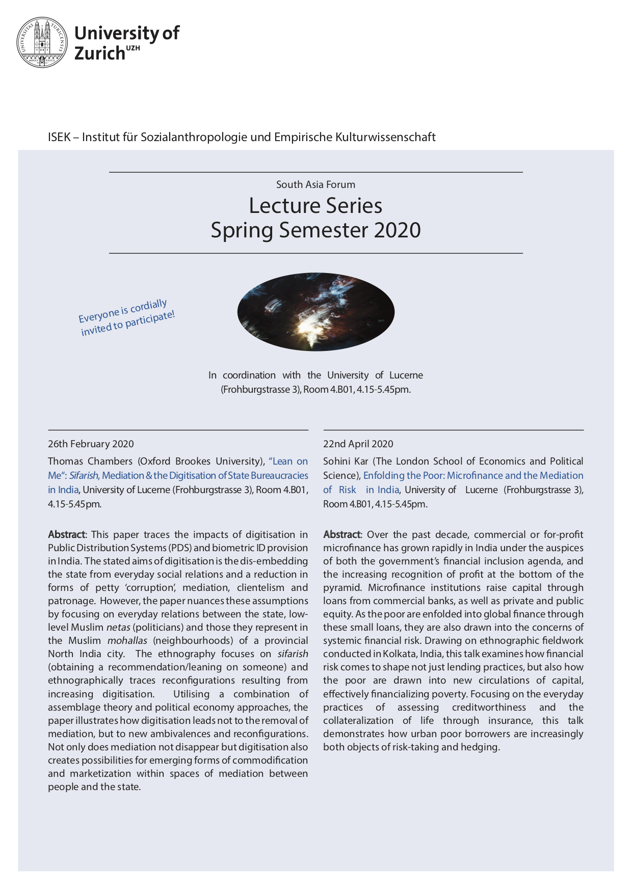 SAF Lecture Series spring 2020 Lucerne